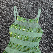 Y2K Sequin & Pearl Embellished Crochet Tank Top (S/M)