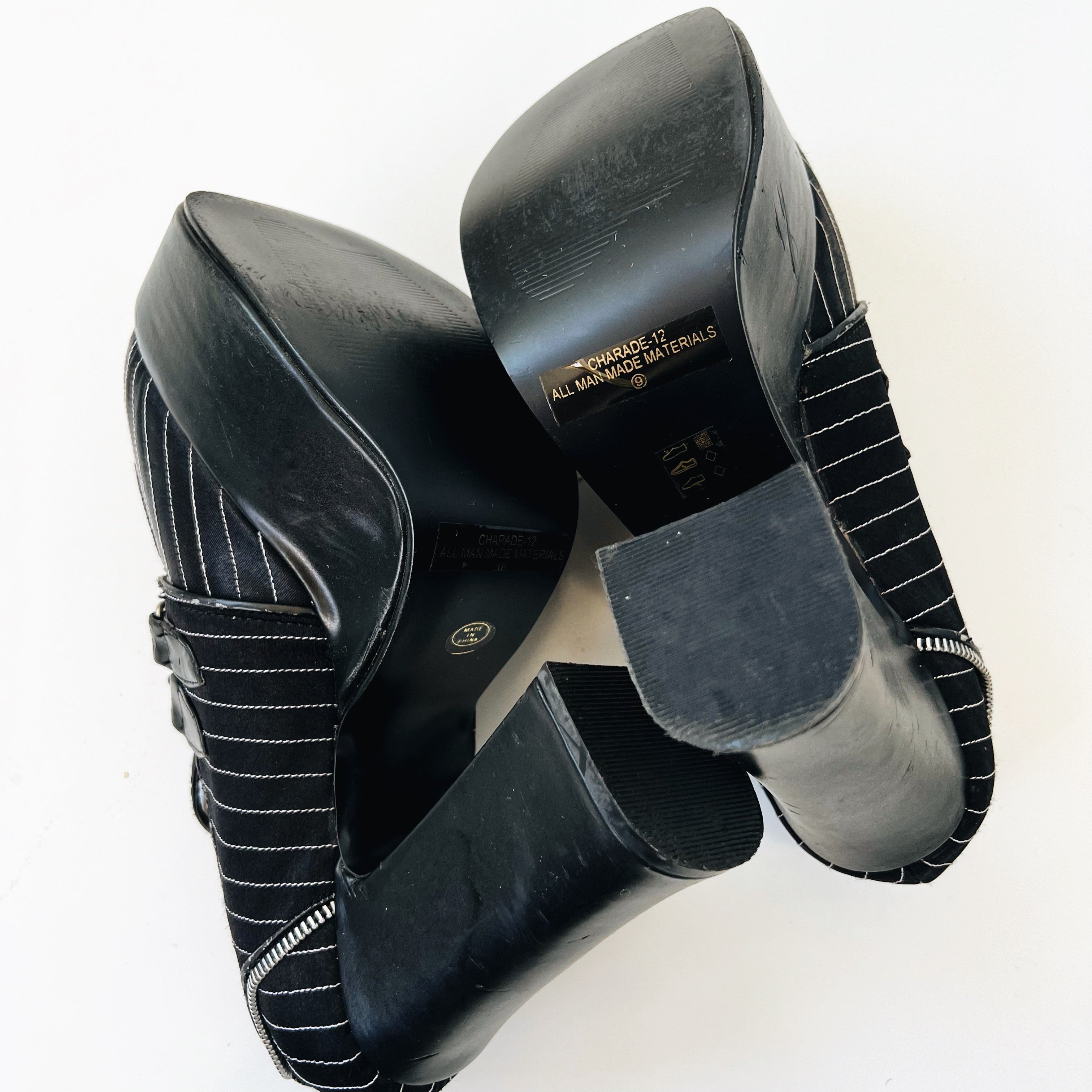 Demonia Pinstriped Platforms - 9
