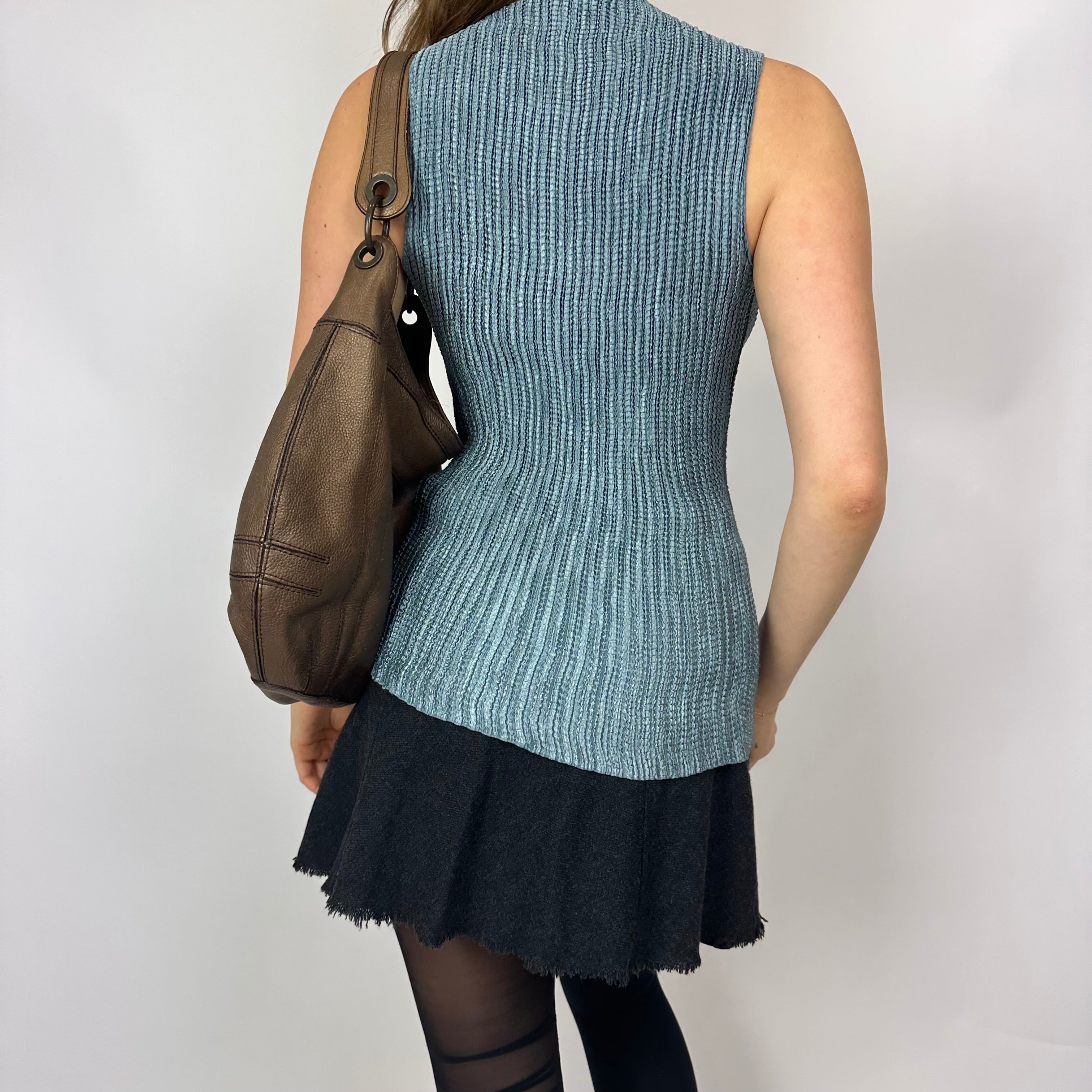 Vintage Muted Blue Scrunch Tank Top (O/S)