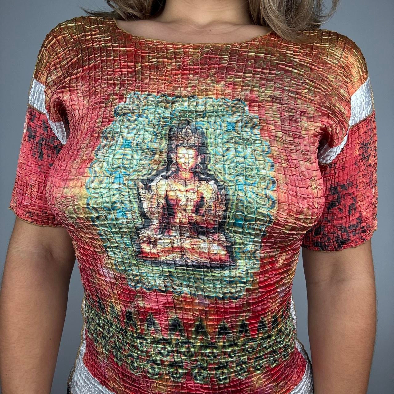 Vintage Buddha Graphic Scrunch Baby Tee (M)