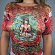Vintage Buddha Graphic Scrunch Baby Tee (M)
