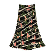 Vintage Fruit Print Polka Dot Maxi Skirt (S)