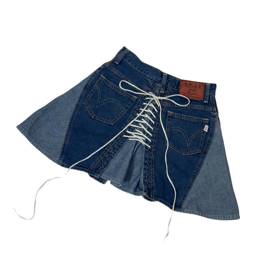 Hysteric Glamour Denim Lace Up Mini Skirt — Holy Thrift