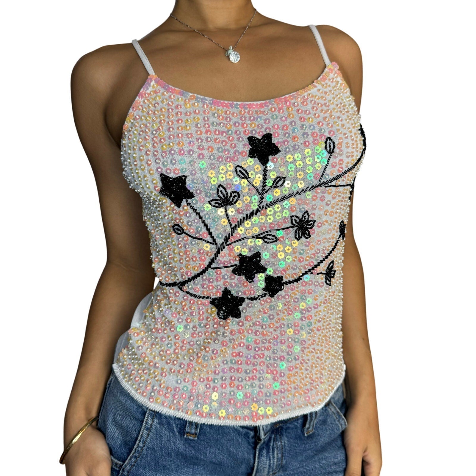 Vintage Champagne Sequin Top (XS/S)