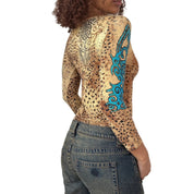 Italian Vintage Leopard Print Slinky Top (S) ⠀