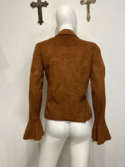 Vintage Lace up 70s Ruffle Blouse (S)