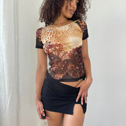 Vintage Italian Cheetah Print Mesh Top (S/M)