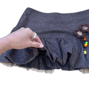 Vintage Italian Mini Skirt with Beaded Flower Detail (S)