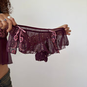 Vintage Plum Sheer Mesh Lace Lingerie Set (S) ⠀