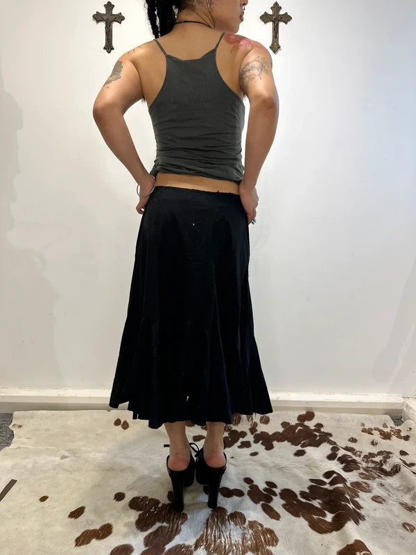 Vintage French Kookai Milkmaid Black Maxi Skirt (UK 12 M)