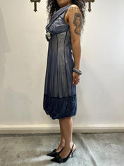 Vintage Italian Floral Mesh Midi Dress (S/M)