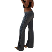 Vintage Y2K Lace Up Side Low Rise Flare Jeans (S)