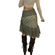 Vintage Silk Asymmetric Midi Skirt (S/M)