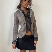 Vintage Herringbone Blazer with Patches (S/M)