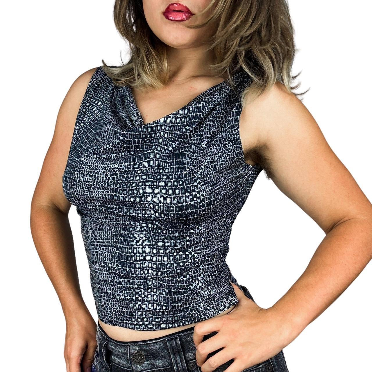 90s Snakeskin Cowl Neck Top (L)