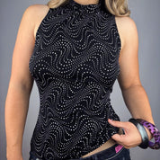 90s Polka Dot Swirl High Neck Top (M/L)