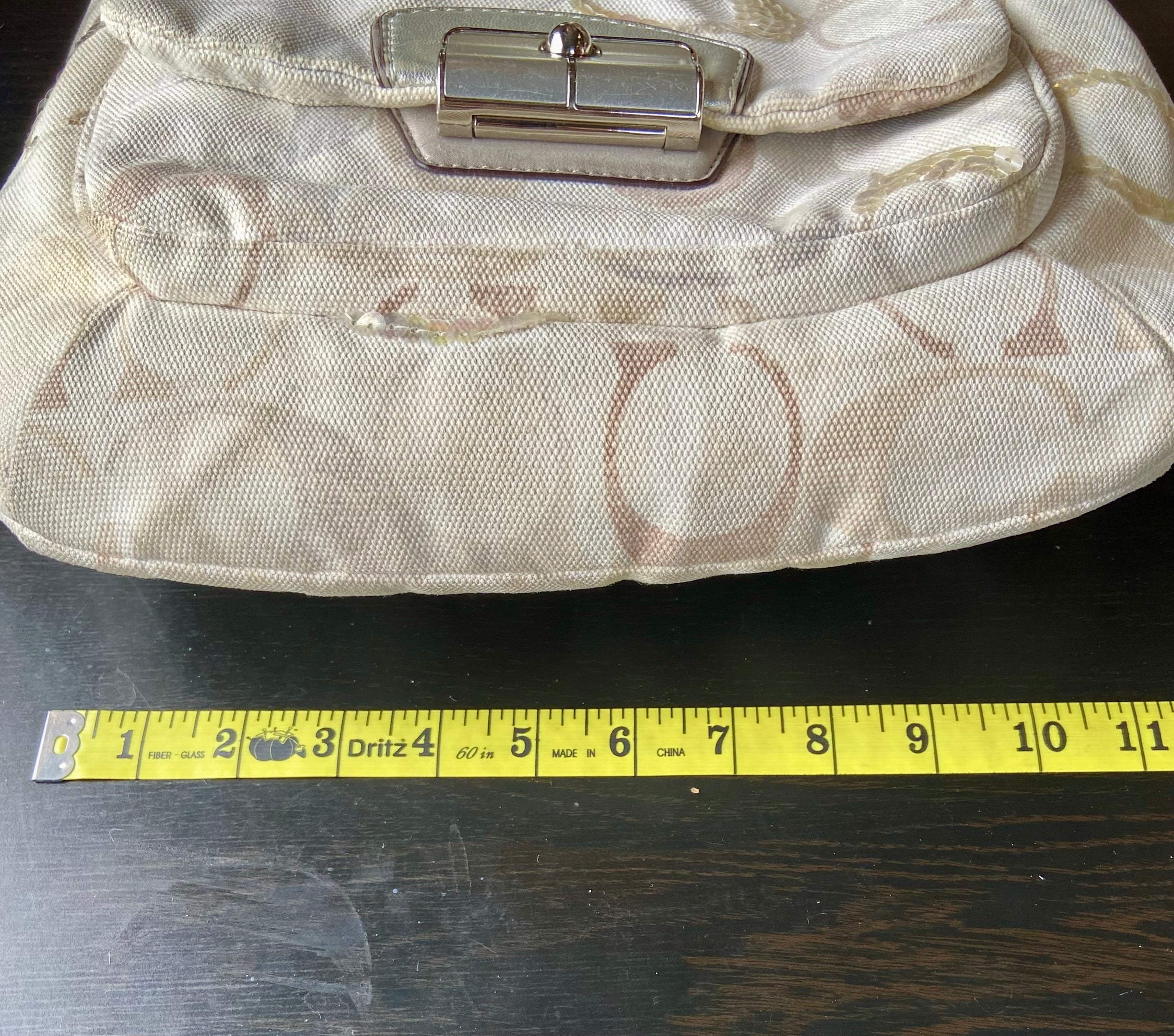 Coach Kristin Beige/Tan Embellished
Sequin Hobo Crossbody Purse Bag