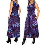 Whimsical Moon & Star Print Maxi Dress (L)