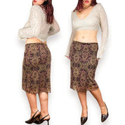 90s Paisley Mesh Midi Skirt (M)
