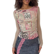 Vintage Euro Patchwork Mesh Top (XS/S)