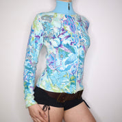 Y2K CUSTO BARCELONA Beaded Graphic Zip Up (M) 
