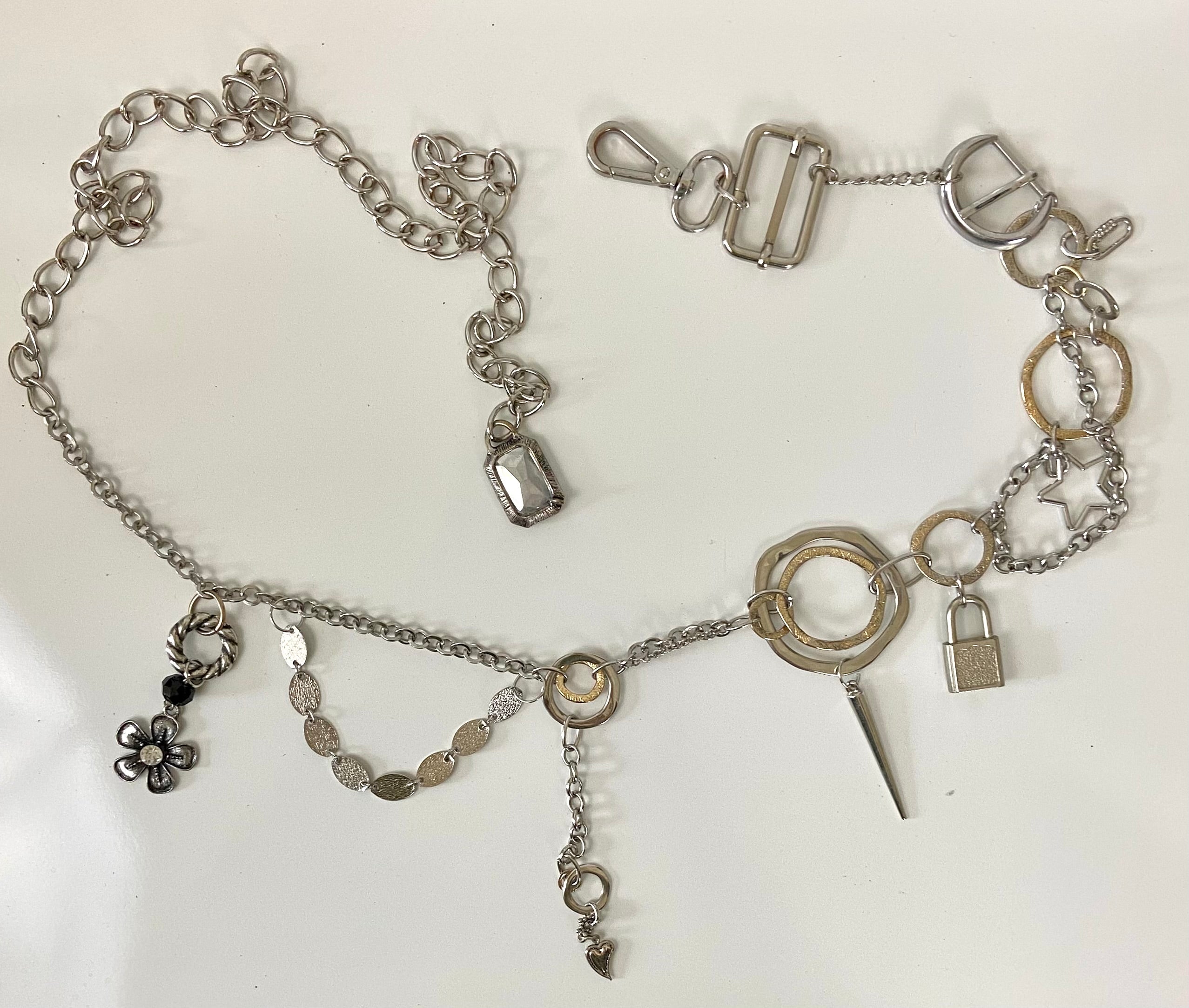 Lots of toys in a chain belt
