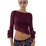 Vintage Italian Floral Lace Mesh Top (S)