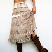 Lacy Tiered Midi Skirt - S/M