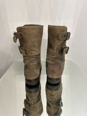 Vintage Suede AllSaints Leather Buckle Ankle Boots (UK 5 EU 38 US 7)