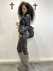 Vintage Zipper Moto Fitted Biker Jacket (XS/S)