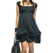 Vintage Italian Cotton Gothic Milkmaid Midi Dress (S)