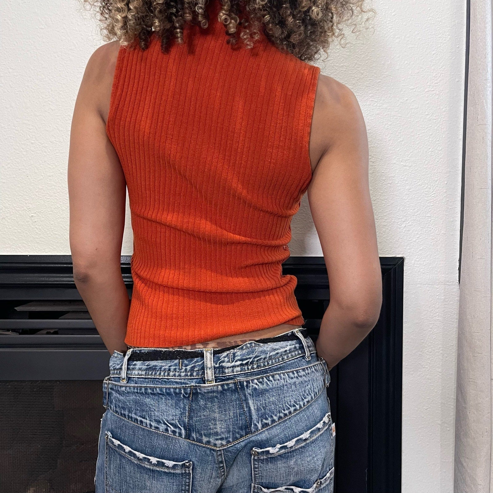 Vintage 90s euro knit sleeveless turtle neck (XS/S)