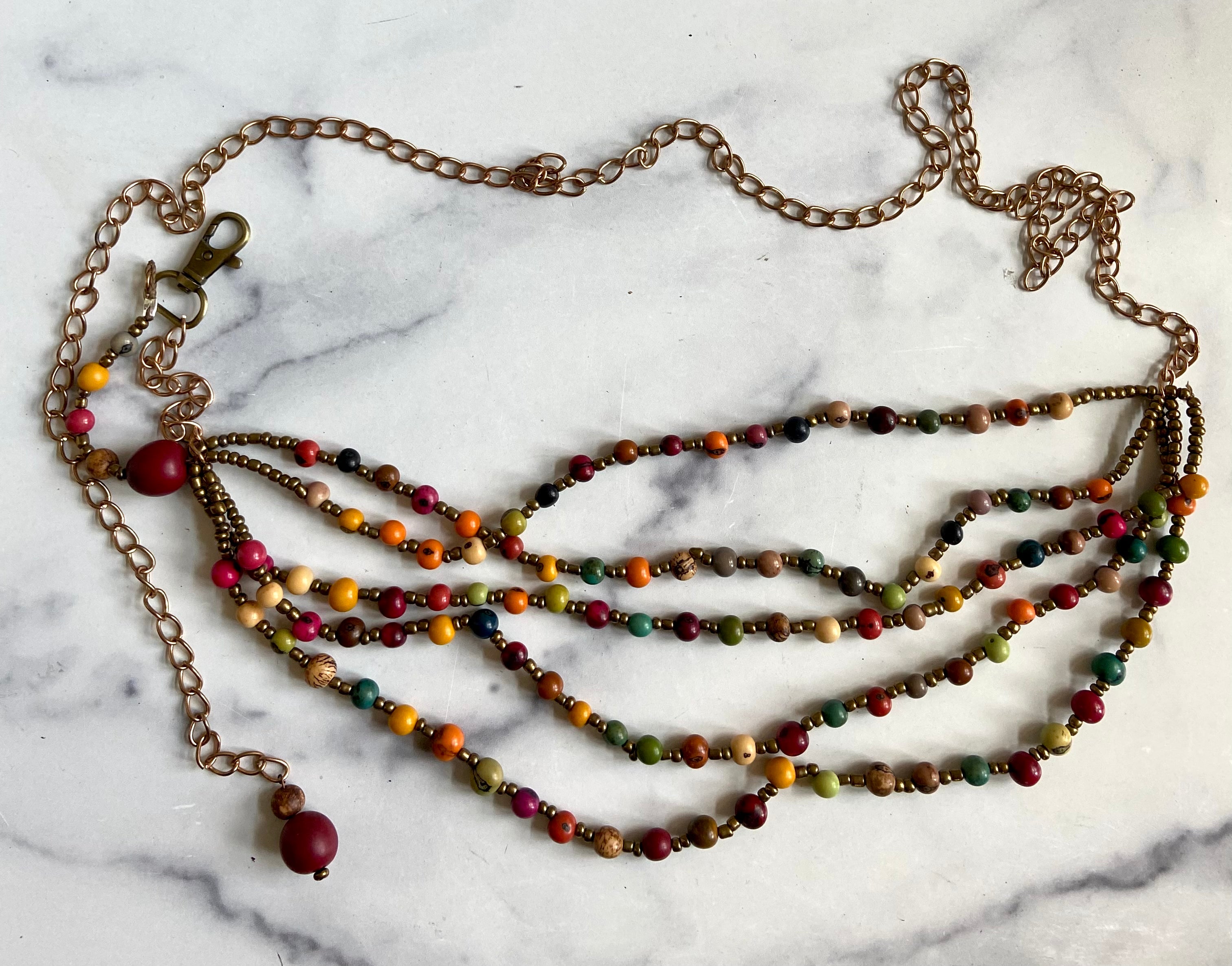 Layers of beads belt