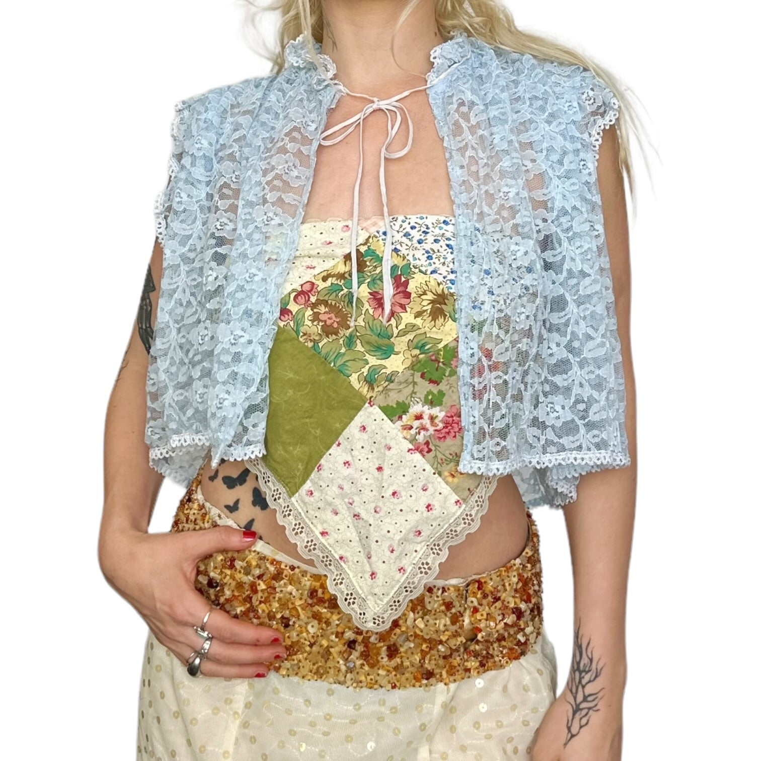 Vintage Baby Blue Lace Top