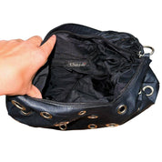 Y2K Leather Grommet Bag