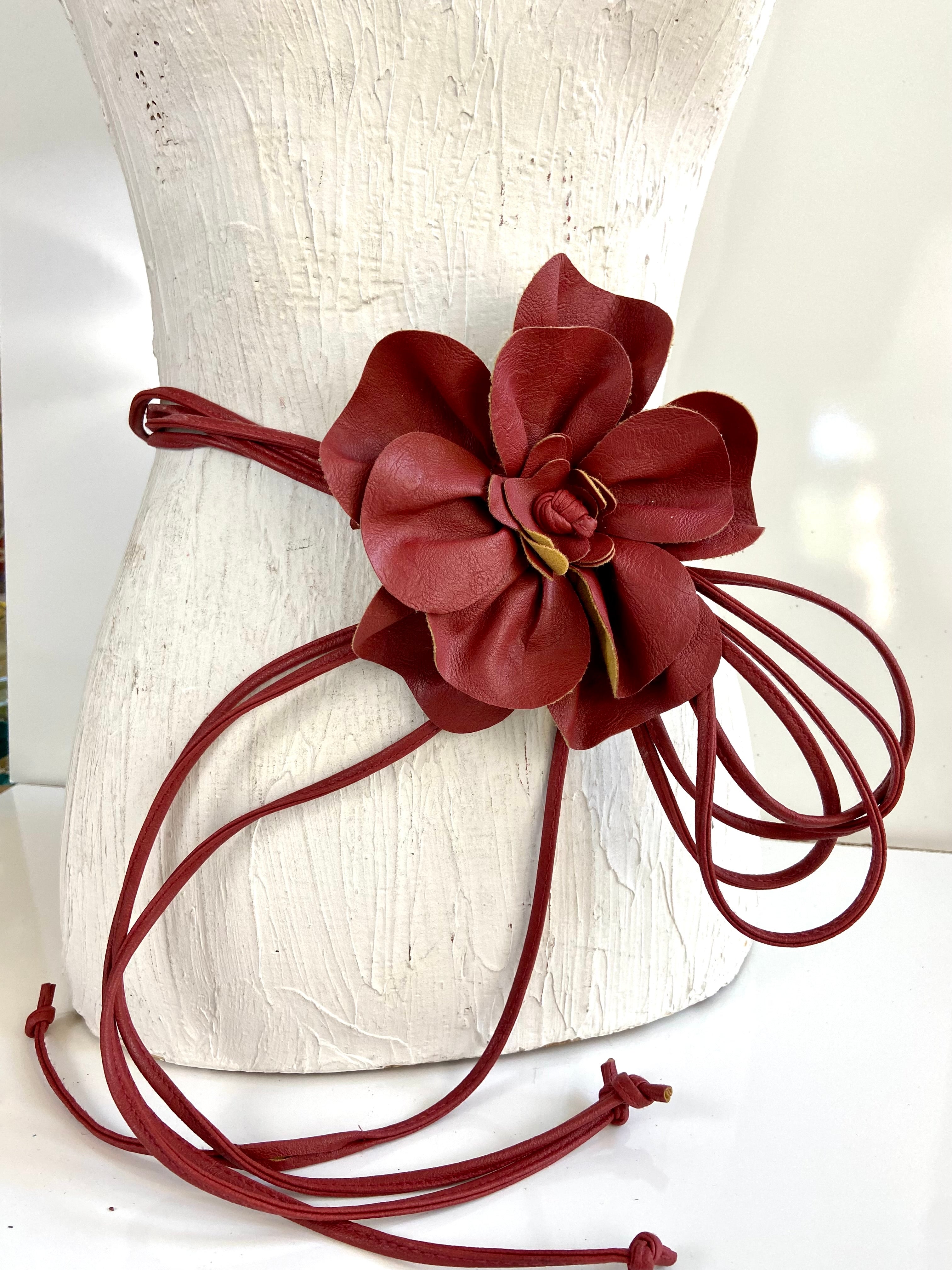 Red🌹Leather flower belt statement