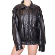 90s Oversized Leather Bomber Jacket (XL/XXL)