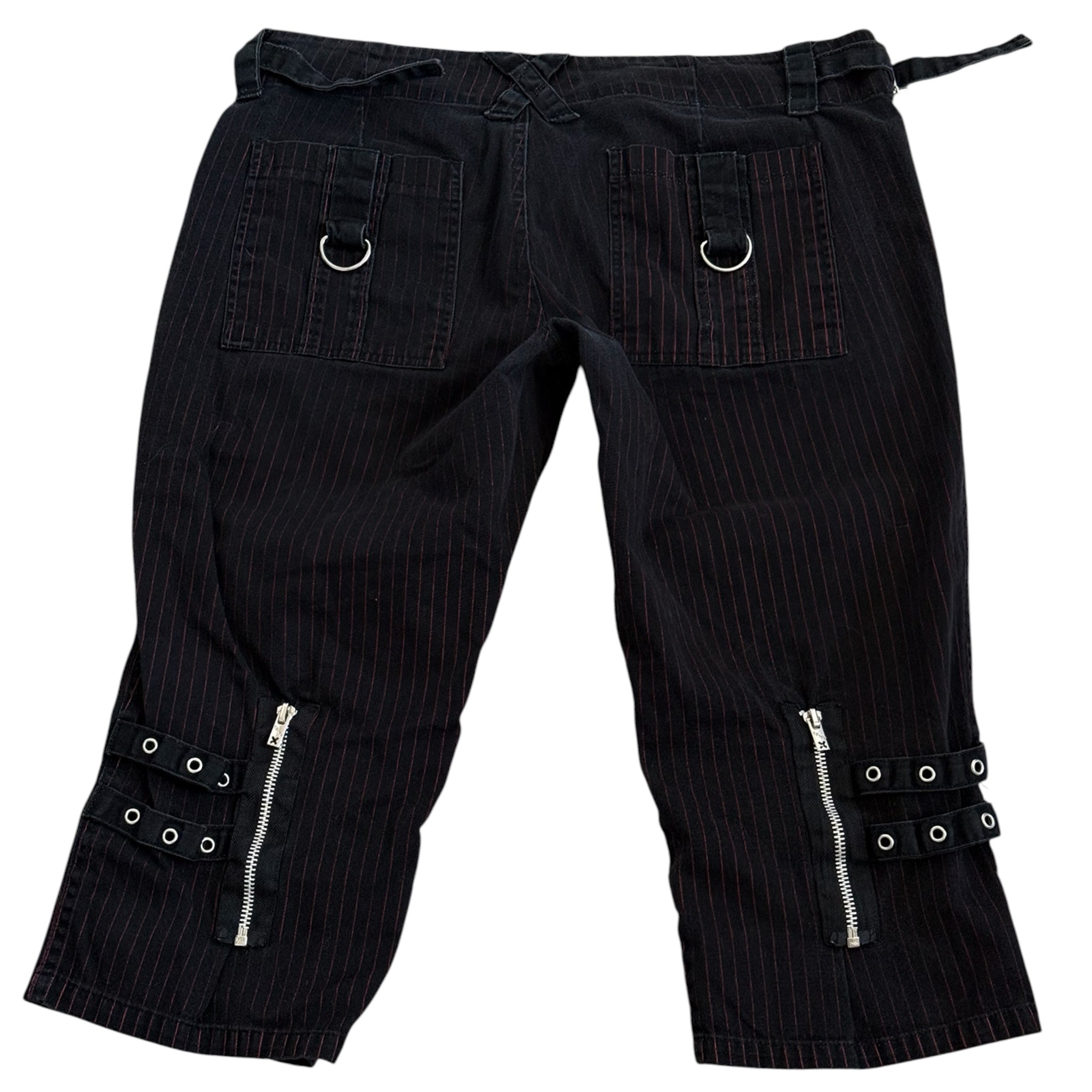 VTG Tripp NYC black and red pinstripe bondage capris (M/L)