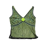 Y2K Floral Beaded Mesh Cami (L)