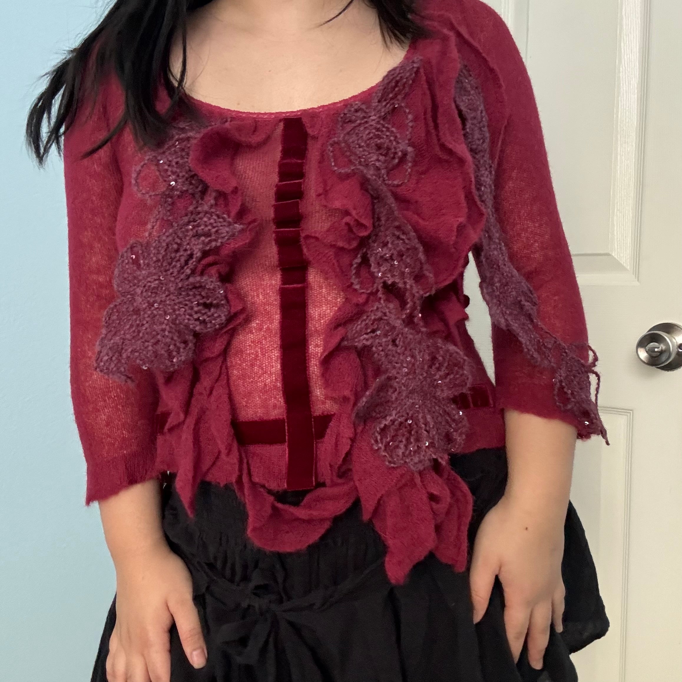Italian Alpaca Blend Floral Top (S/M)