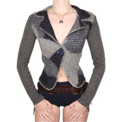 Y2K Italian Gray Wool Patchwork Blazer (S/M)