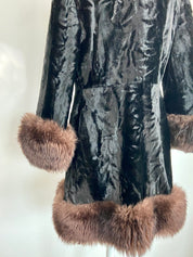 Vintage Black furry Coat (L)