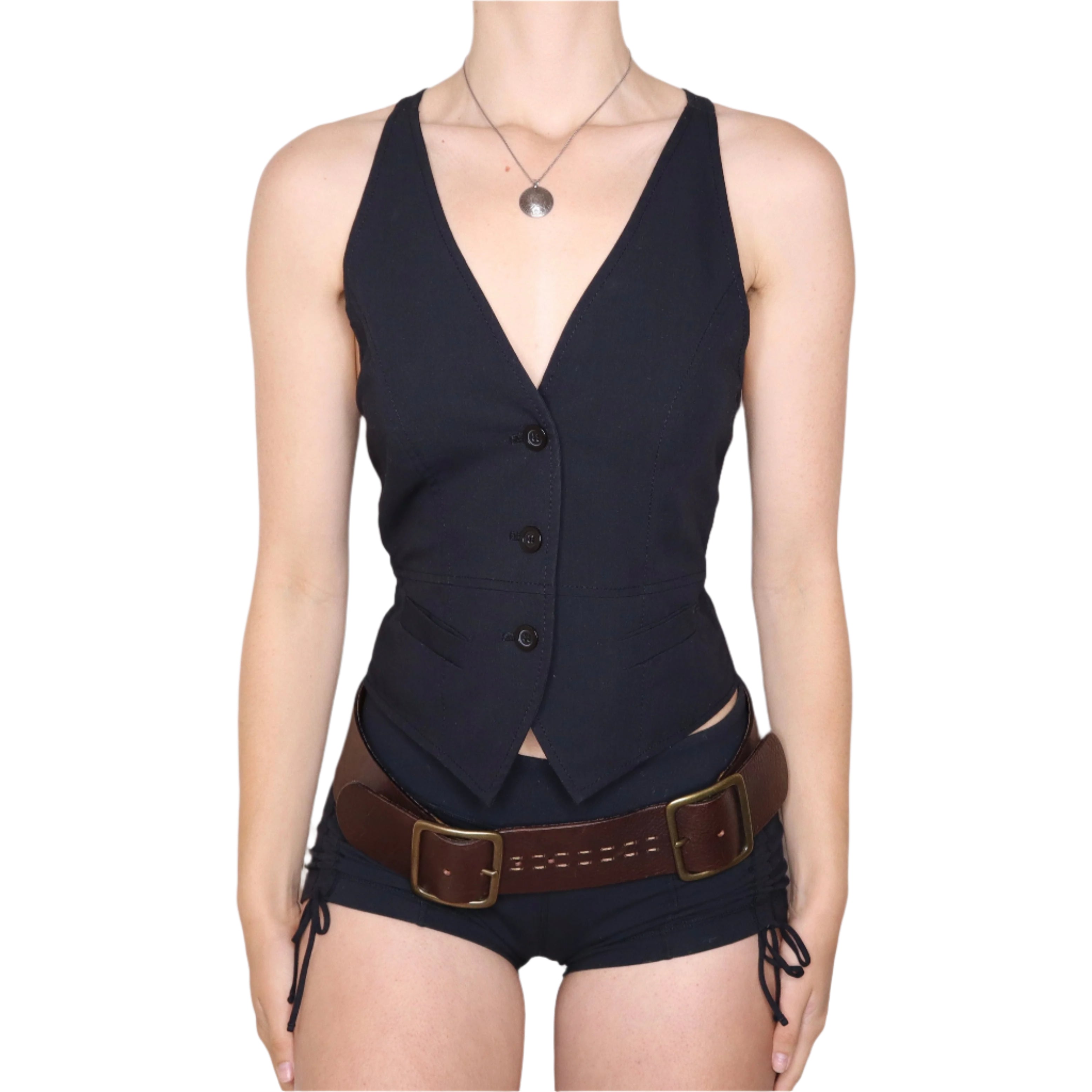 Y2K Black Waistcoat Vest (M)