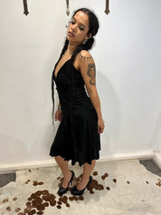 Vintage Italian Miss Sixty Black Spaghetti Strap Slinky Dress (S)