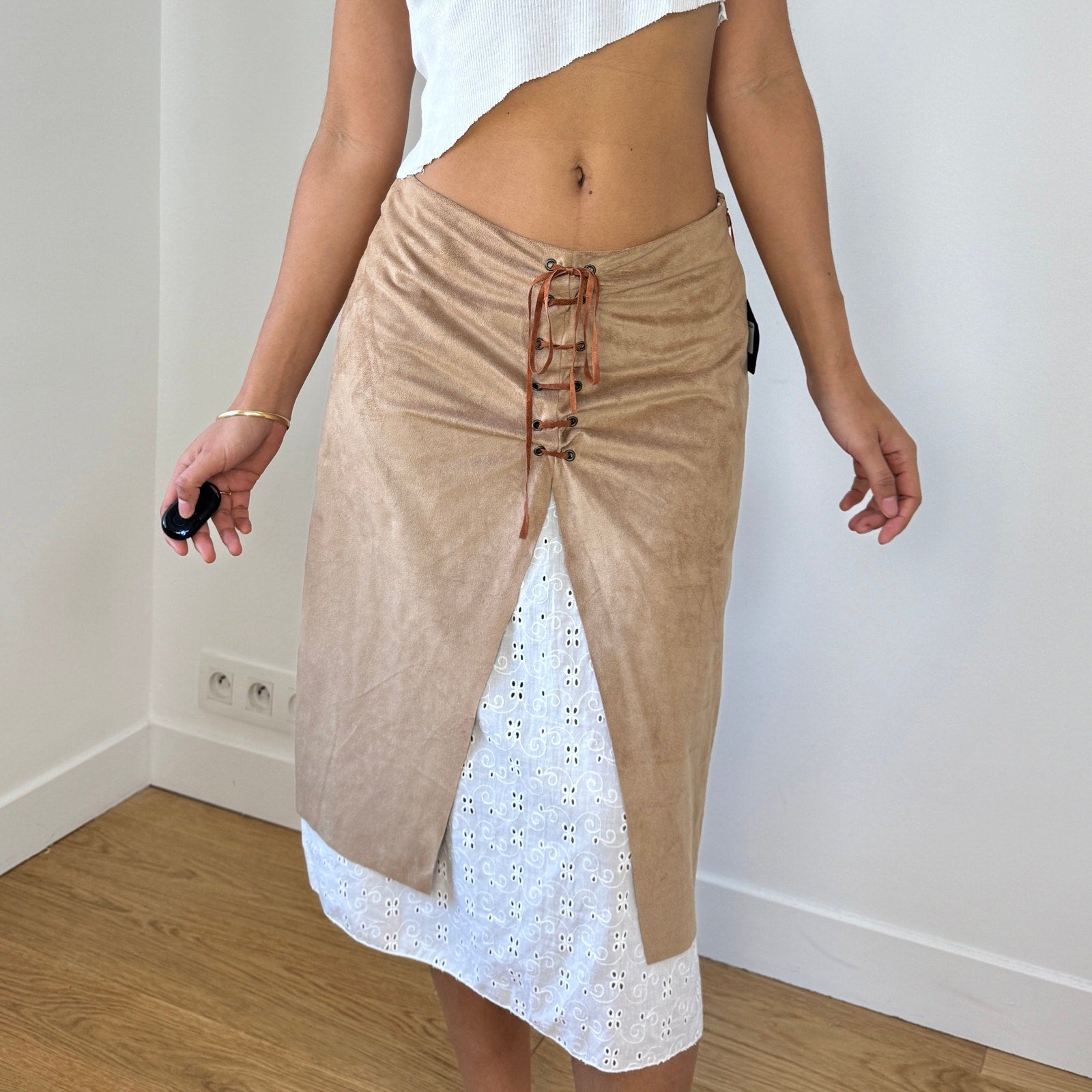 Vintage Italian Lace-up Skirt (XS/S)