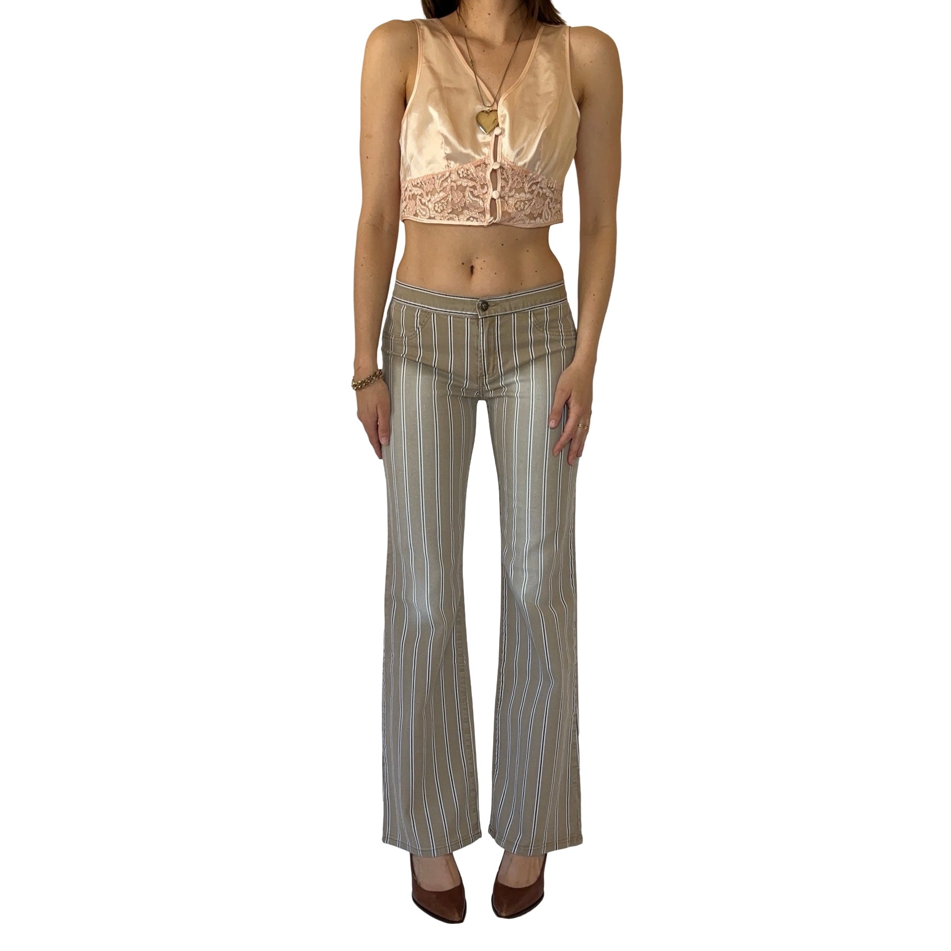 90s Nude Stripe Flares (XS)