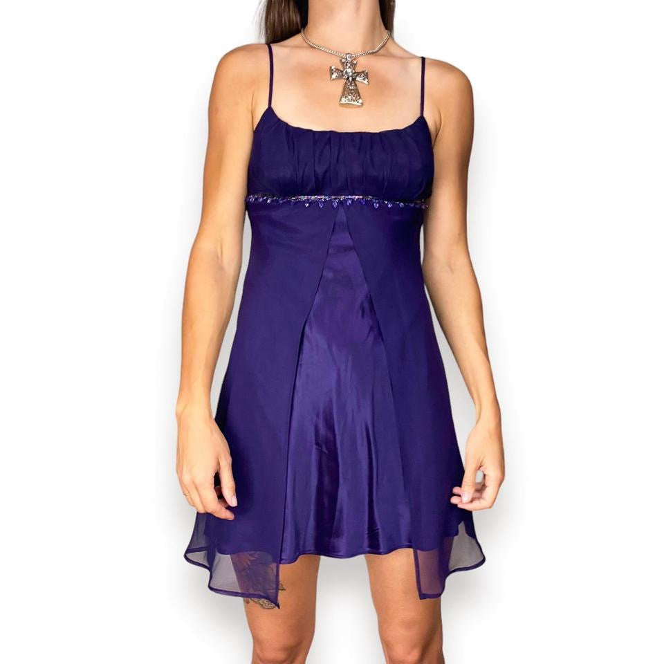 Y2K Midnight Violet Mini Dress (XS/S)