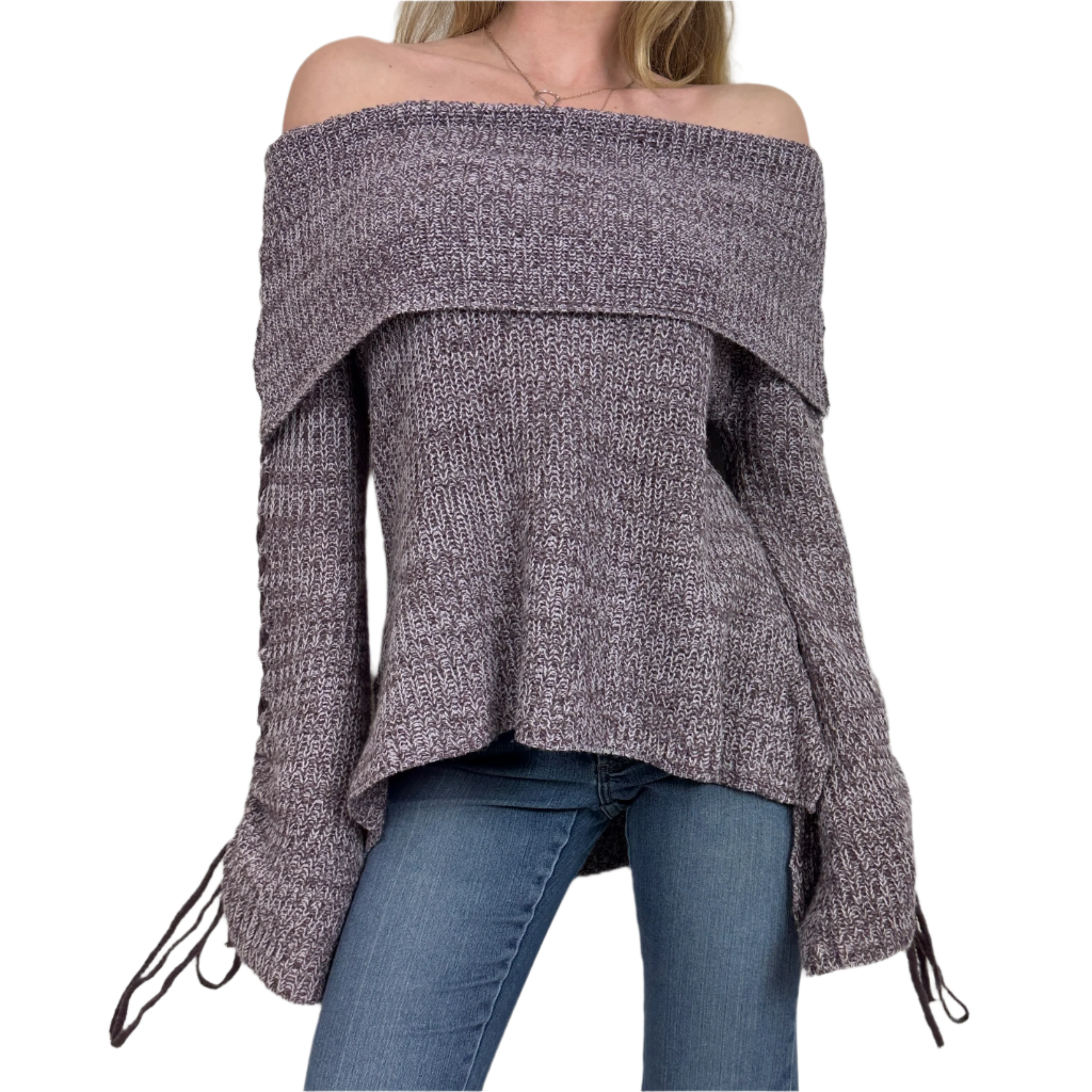 2000s Lavender Cold Shoulder Knit Sweater (S/M)