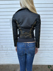 Vintage Italian Leather Cropped Studded Jacket (XS)