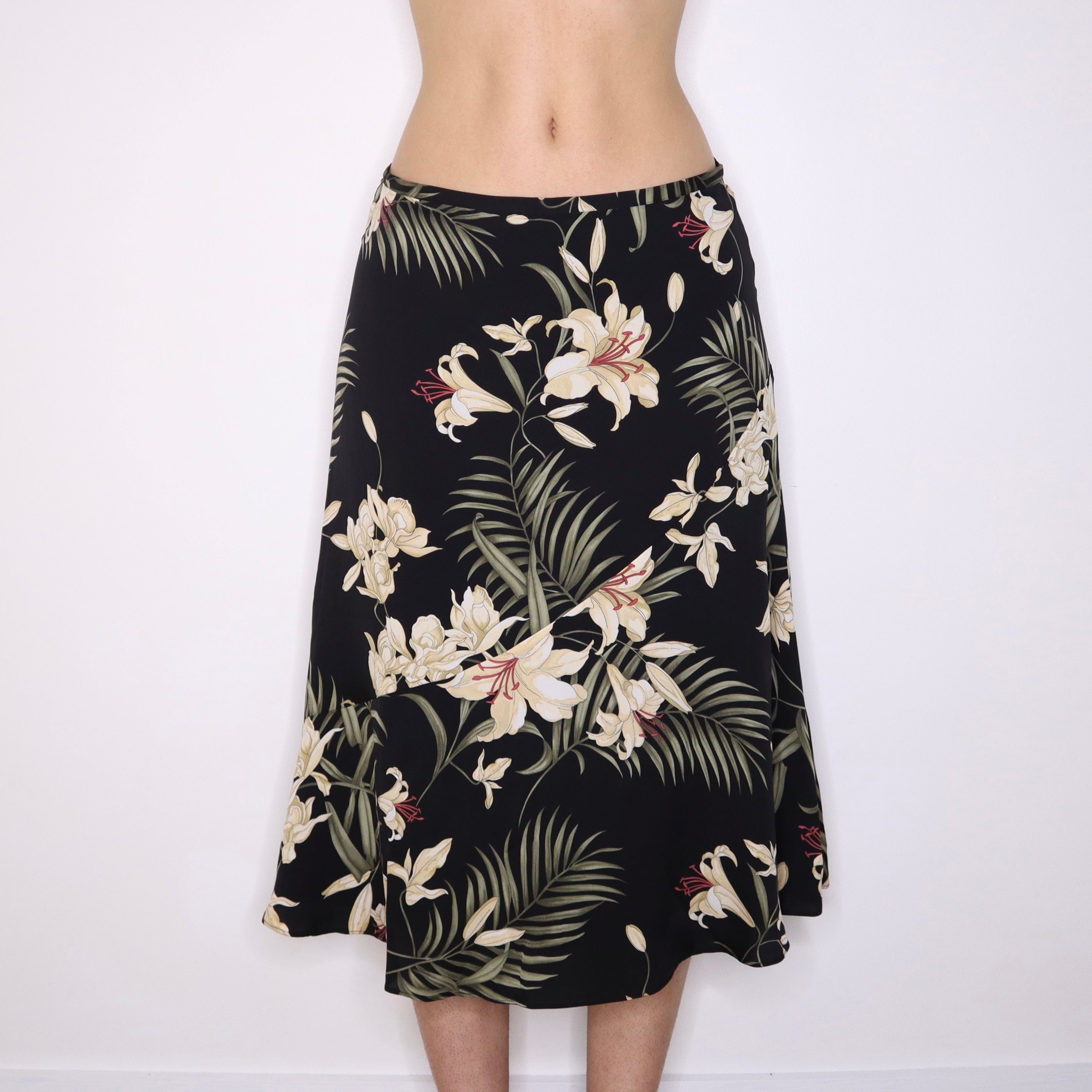 Y2K TOMMY BAHAMA Silk Floral Midi Skirt (S/M)